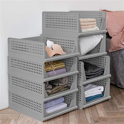 stackable foldable storage boxes